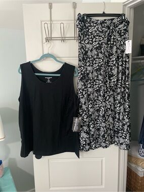 new woman within  Black Sleeveless Tank Top new maxi skirt set 1x